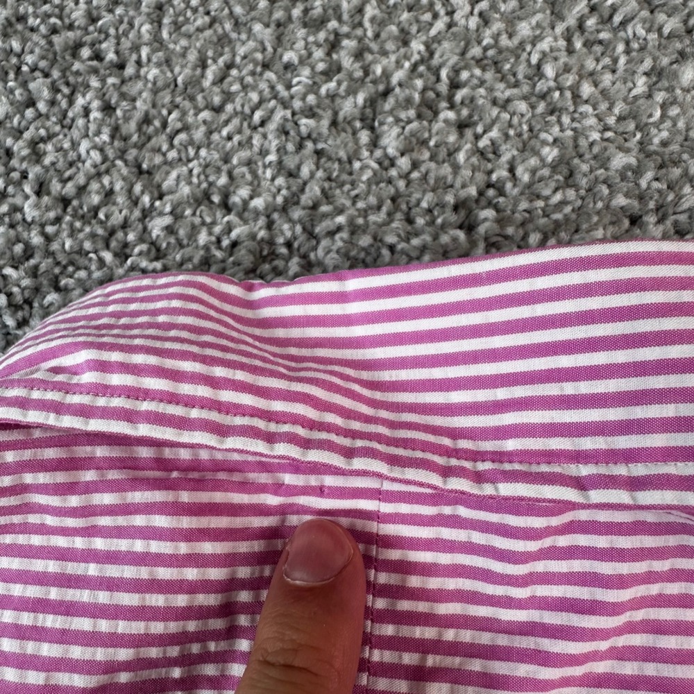 Polo Ralph Lauren Shirt Men Medium Pink Seersucker Stripe Untuck Fit Wrinkle NEW - Picture 10 of 10